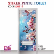 Premium Toilet Door Sticker 60cmx190cm 70cmx200cm Beautiful Floral and Butterfly Motif Sticker KM119