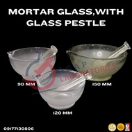 MORTAR GLASS,WITH GLASS PESTLE