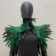 Sexy Punk Gothic Feather Scarves Halloween Cosplay Shawl Luxury Feather Cape Natural Feather Shrugs 