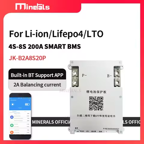Jikong JK BMS 4S 5S 6S 7S 8S 200A Smart BMS 2A Active Balance Energy Transfer Built-in Bluetooth APP