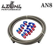 LZONE - AN-8 STEELNESS / STEEL BRAIDED 5M AN8 STAINLESS Racing Hose Fuel Oil Line  8AN Fitting 8-AN 