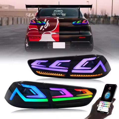High Quality Pair RGB Color Changing Tail Lihgt Assembly For 2008-2018 Mitsubishi Lancer Rear Fog Br