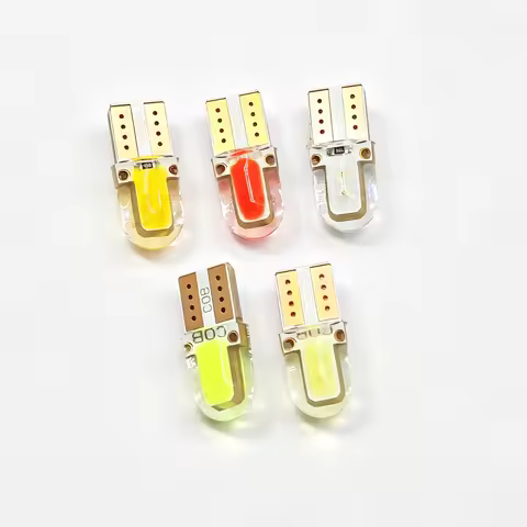 10PCS T10 COB Silicone Multicolor Car Lights 12V 24V T10 W5W 194 168 LED Bulb 12V 24V Led Car Interi