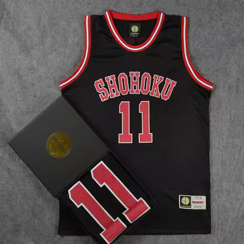 Cosplay Costume Shohoku NO.11 Kaede Rukawa Red Basketball Jersey Tops SportsWear Team Uniform Vest M