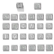 304 stainless steel DIY charm bracelet English letter module italy charms stainless steel elastic br