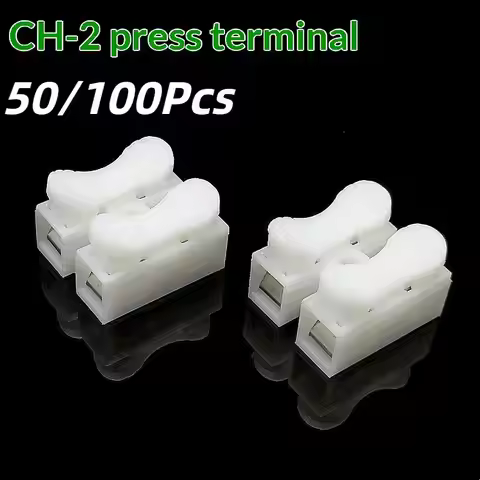 No Soldering Quick Cable Connector 50/100Pcs CH-2 1P 2P No Screw Terminals for RV Electrical System 