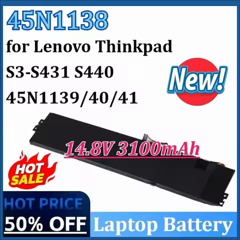 NEW 14.8V 3100mAh 45N1138 45N1139 45N1140 45N1141 Laptop Battery for Lenovo ThinkPad S3 S431- S440 V