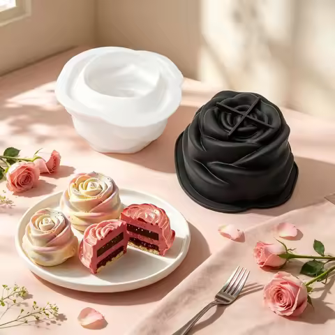 1 or 6-Cell Blooming Rose Design Valentine's Day Silicone Chocolate Cake Molds French Mousse Mould K