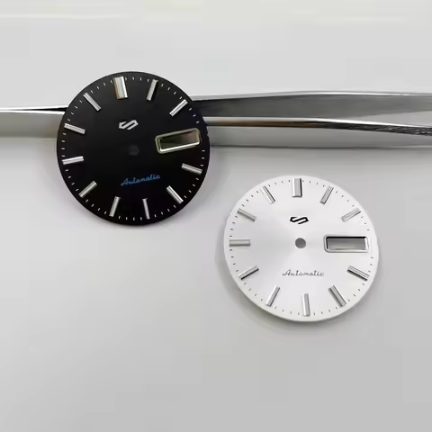 NH36 dial 28.5mm dial mechanical watch No. 5 diving green luminous double calendar S dial for Seiko 