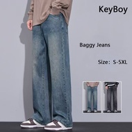 Seluar Jeans Lelaki long Korean style baggy pants casual premium denim loose mid waist 男士韩版宽松高质量牛仔裤