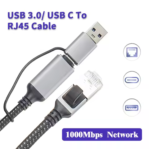 2 in 1 USB C to Ethernet CAT6 Cable USB 3.0 to RJ451000Mbps usb networking cable USB 3.1 to RJ45 Gig