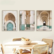 【With Frame】Islamic Moroccan Architecture Poster Arch Arab Mosque Prints Pictures