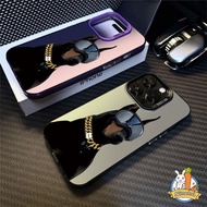 Compatible for iPhone 15 14 13 12 11 Pro Max X Xr Xs Max 7 8 Plus Advanced Creative Domineering Sunglasses Puppy Phone Case Lens Protector Anti Falling Soft Protective Cover