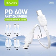 For BAVIN CB360 60W Fast Charging Type-C to Type-C Cable 480Mbps Data Transfer for iPh/Micro/Type-C