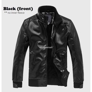 ✘💥READY STOCK💥 Jaket Kulit PU Berkolar Rider Motor Lelaki Men's PU Leather Jacket Motorcyclist Outwear Windbreaker