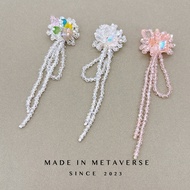 Hand Beaded Flower Cluster Tassel Glass Hand Beaded Accessories Earrings Hair Accessories Headwear C