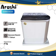 ARASHI Mesin Cuci Minimalis 2 Tabung AWM 602B - 6 KG Low Watt  Dry & Wash - GARANSI RESMI
