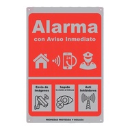 Instant Alert Alarm Sign -  Iron Wall Decor   Red with White Icons Anti-Intrusion Vision Anti-Inhibi