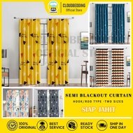 Premium Hook Type Modern Langsir Curtain Semi Blackout Langsir Pintu Door Curtain Langsir Tirai Ting