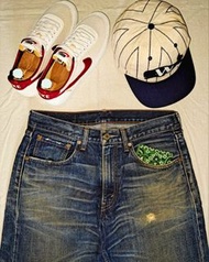 Levis 503 damaged vintage washed denim  實腰30"