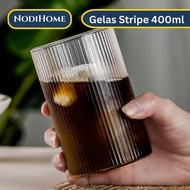 Aesthetic Glass Coffee Tea Striped Glass 450ml NodiHome Aesthetic Glass