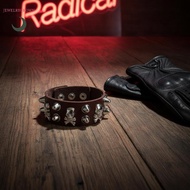 Goth Star Skull PU Leather Punk Cuff Bracelet 1Pcs Wide Adjustable Bangle for Music Festival Street 