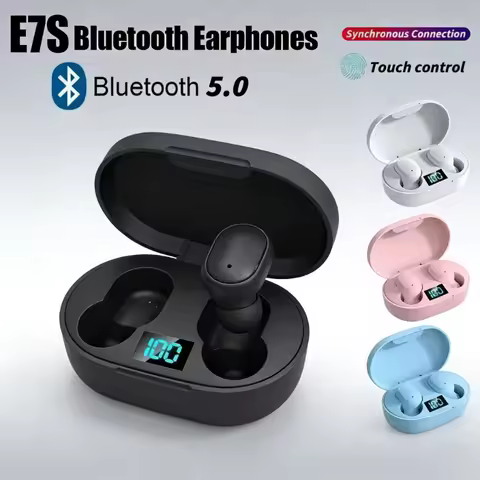 TWS Bluetooth Earphones E7S Wireless Headphones Headset with Mic HiFi Stereo Sport Noise Cancelling 
