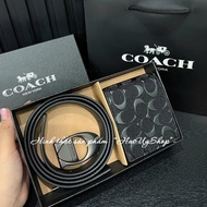 Coach men's belt wallet Set, full box, branded paper bag