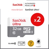 [แพ็คคู่ 2ชิ้น] SanDisk Ultra Micro SD Card 32GB 100mb Class10 SDHC (SDSQUNR-032G-GN3MN *2) ประกัน Synnex 7 ปี โดย ซินเน็ค TFcard ใส่ แท็บเล็ต โทรศัพท์ มือถือ