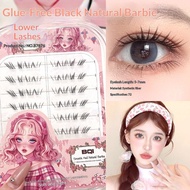 BQI Natural Barbie Lower Lashes, Comic-Style, Black, Single Cluster, Glue-Free