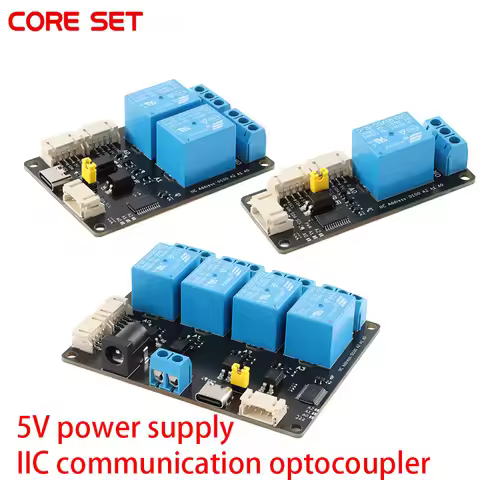 1 2 4 Channel Way Expansion Relay Module 5V Power Supply IIC I2C Communication Optocoupler Isolation