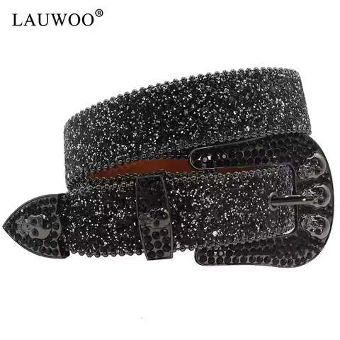 Skull Rhinestone Belts For Women Men Y2K Leather Strap Crystal Studded Western Cowgirl Cowboy Diamon