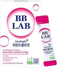 BB LAB Halal-Certified Good Night Collagen, Low Molecular Halal Collagen Powder Stick Supplement, Marine Collagen, Fish Collagen, Vitamin C, Glycine, Fast Absorption, Mix Berry Flavor - 30 Ct