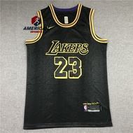 Men's 2022 NBA Los Angeles Lakers Black Jersey 23 LeBron James Basketball Jersey