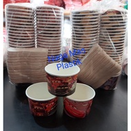 Peper cup ice cream 2.5oz motif + wooden spoon / ice cream cup contains 50 pcs.