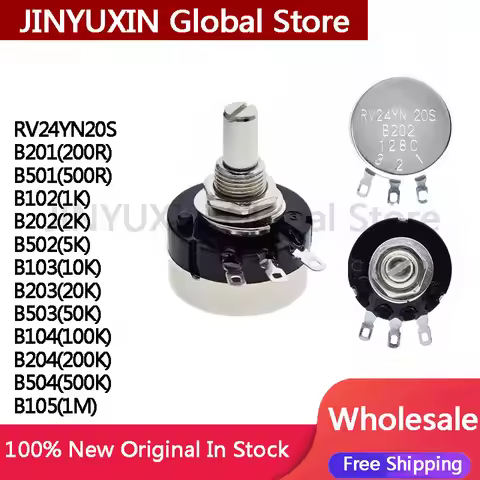 2Pcs RV24YN20S Potentiometer B201 200R B501 500R B102 1K B202 2K B502 5K B103 10K B203 20K B503 50K 
