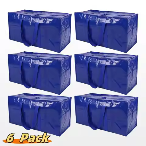 6 Pack Extra Large Moving Bags Heavy Duty with Zippers & Carrying Handles, Durable Storage Bags Movi