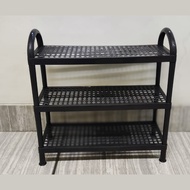 AR 3-Tier Black Plastic Shoe Rack, Modern Minimalist, Thick Material, Sandal Rack
