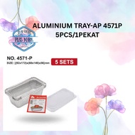 4571-P Aluminium Foil Tray with Clear Lid {5pcs} Rectangle / Rectangular My Chef Foil Tray 4571P
