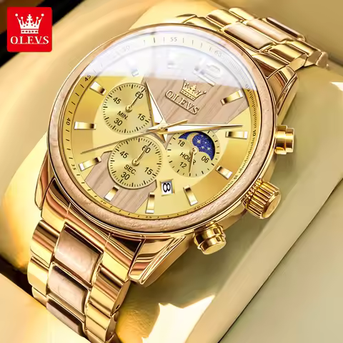 OLEVS Brand Watch Multi functional Men's Quartz Watch Waterproof Steel Strap 3645
