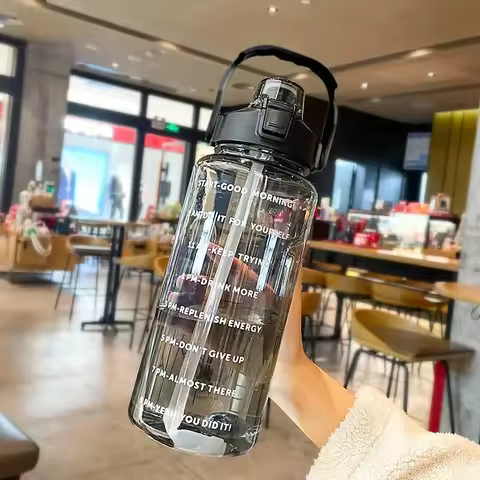 2 Liter Sports Water Bottle With Straw Men Women Fitness Water Bottles Outdoor Cold Water Bottlesc W