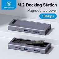 Hagibis M.2 SSD Enclosure with USB C Hub Magnetic Cover External Hard Drive Case Compatible With Thu