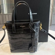 *SHIHNA名牌精品*YSL壓鱷魚紋MINI托特包