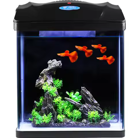 Desktop Smart Aquarium Fish Tank With LED Lighting and Filter clear Glass Fish tank Water Aquarium t