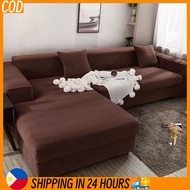 Sofa Cover 2/3/4 Seaters L Shape Velvet Elastic Warm Plush Solid Color Waterproof Sofa Seat Cover