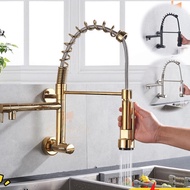 Wall Copper Modern Tap Pull Out Spray Faucet Water Tap Wall Mounted Sinki Paip Spring Kitchen 304 St