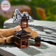 STRO 3cm 4cm Mini Pagoda Statue Miniature Pagoda Bonsai Gazebo Micro Landscape Hexagonal Pavilion Fi