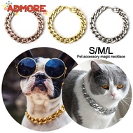 ADMORE Chain Dog Collar, Chain Collar Adjustable Pet Necklace, Fashion Cat Dog Gold Necklace Gold Co