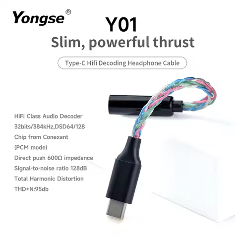 YONGSE Y01 TypeC to 3.5mm/4.4mm Chip CX31993 CX31988 Earphone Amplifie Digital Decoder Cable OTG DAC