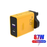 87W USB Charger QC3.0 Type C PD Fast Charging UK Plug Quick Phone Charger